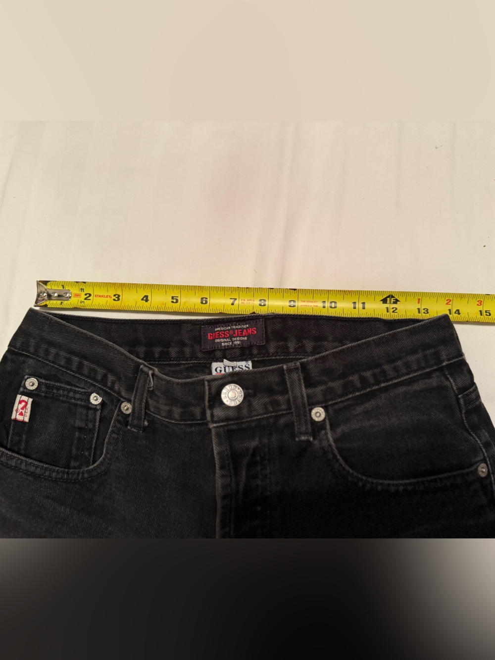 Vintage Late 80s / Early 90s GUESS Mom Jeans - Black Denim Size 29 High-Waisted - Picture 9 of 10